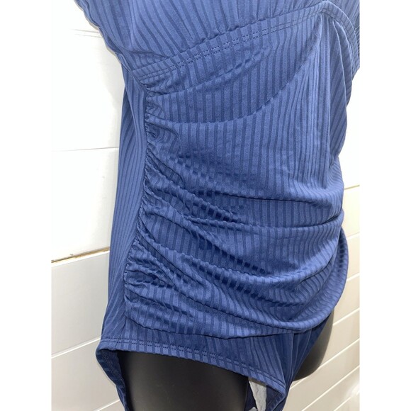 Ellen Tracy One Piece Swimsuit Navy Sz 14 Ruching Beach Coastal Resort Wear - Picture 3 of 10